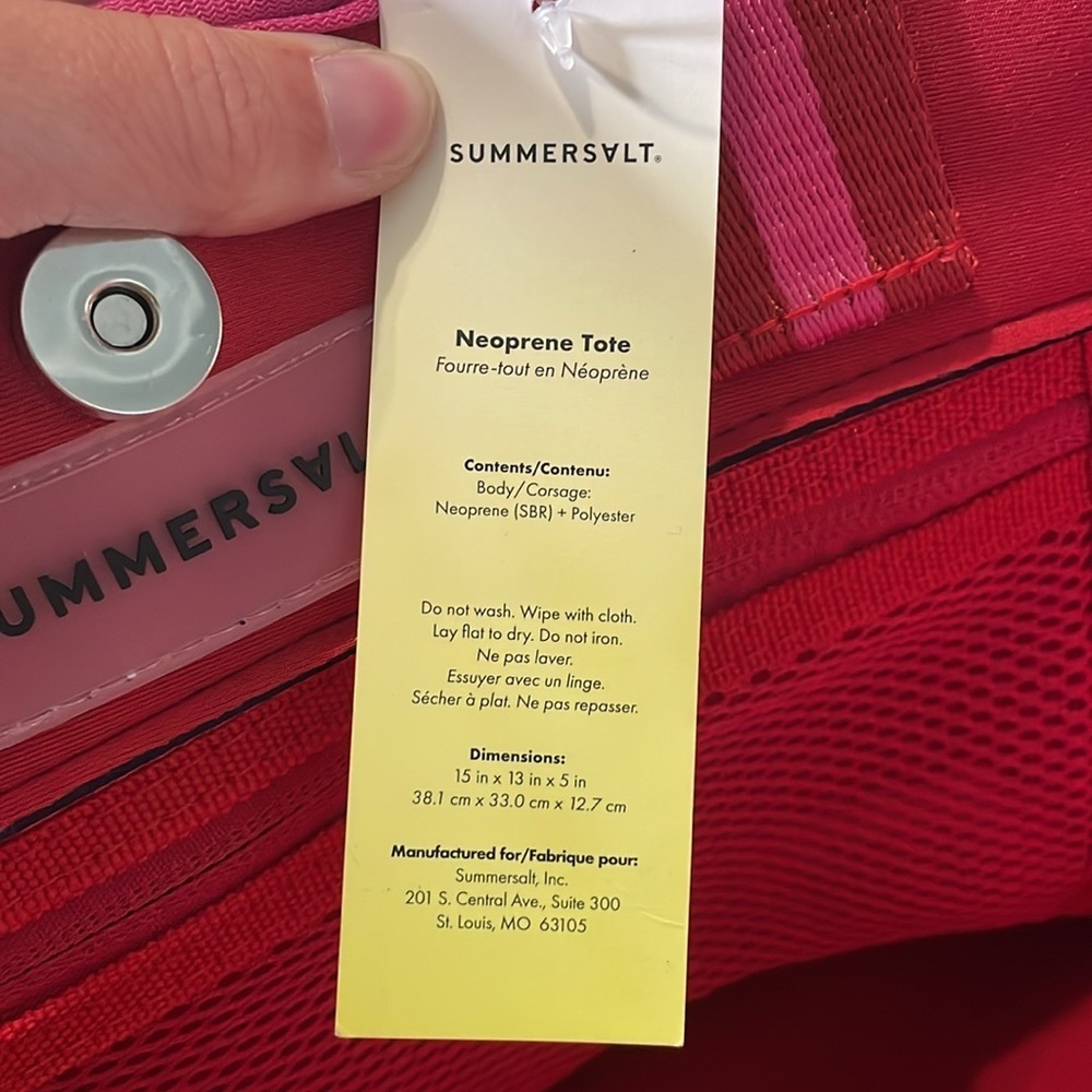 Neoprene Summersalt tote bag hot pink and red - Picture 5 of 10